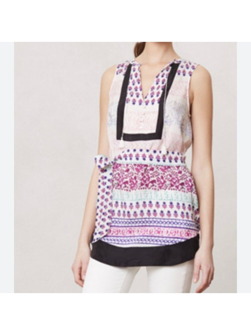 Anthropologie Maeve Istmo 100% Silk Tunic Blouse Women's 10